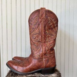 Justin Boots 1560 Deerlite Chestnut Marbled Leather Cowboy Boots